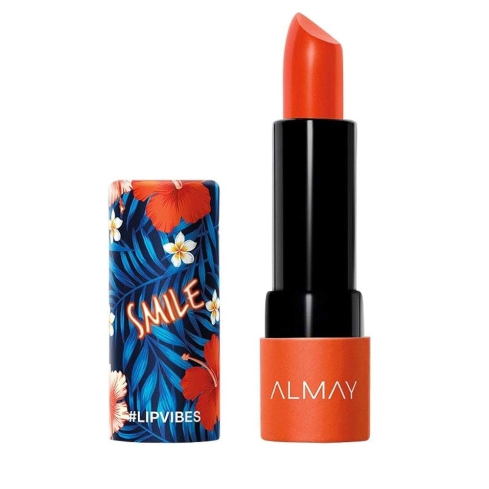 Almay Lipstick in Bold Orange with Floral Case